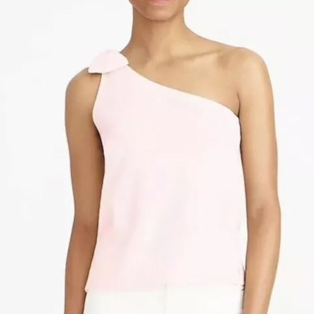 J. Crew pale pink one shoulder bow tank top